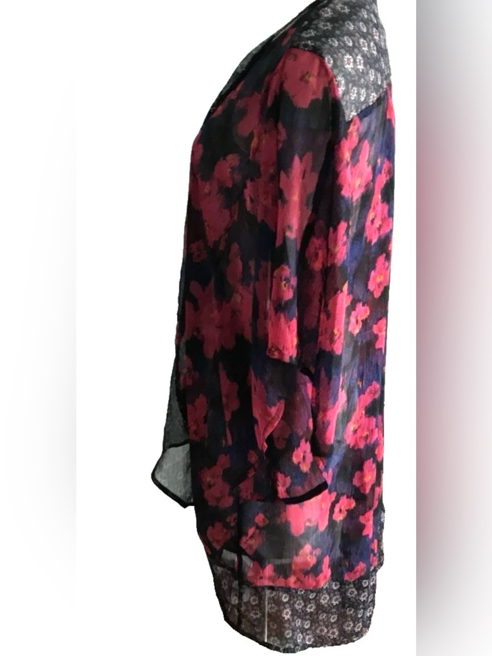Hollister Women Floral Kimono Sleeve Sheer Open Tunic Top Blouse One Size INDIA - Picture 6 of 12
